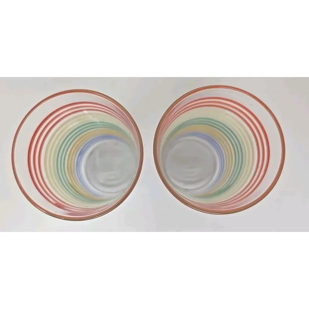 Vinage Striped Juice Glasses Lot of 2 U186‎